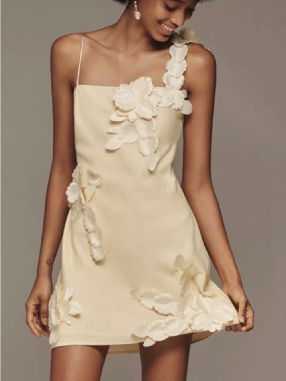 Anthropologie Yellow Hutch 3D Floral Mini Dress